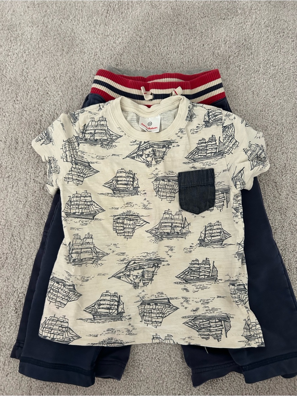 Hanna Andersson navy & Cream Nautical Tee with Navy Joggers Set - Picture 6 of 6